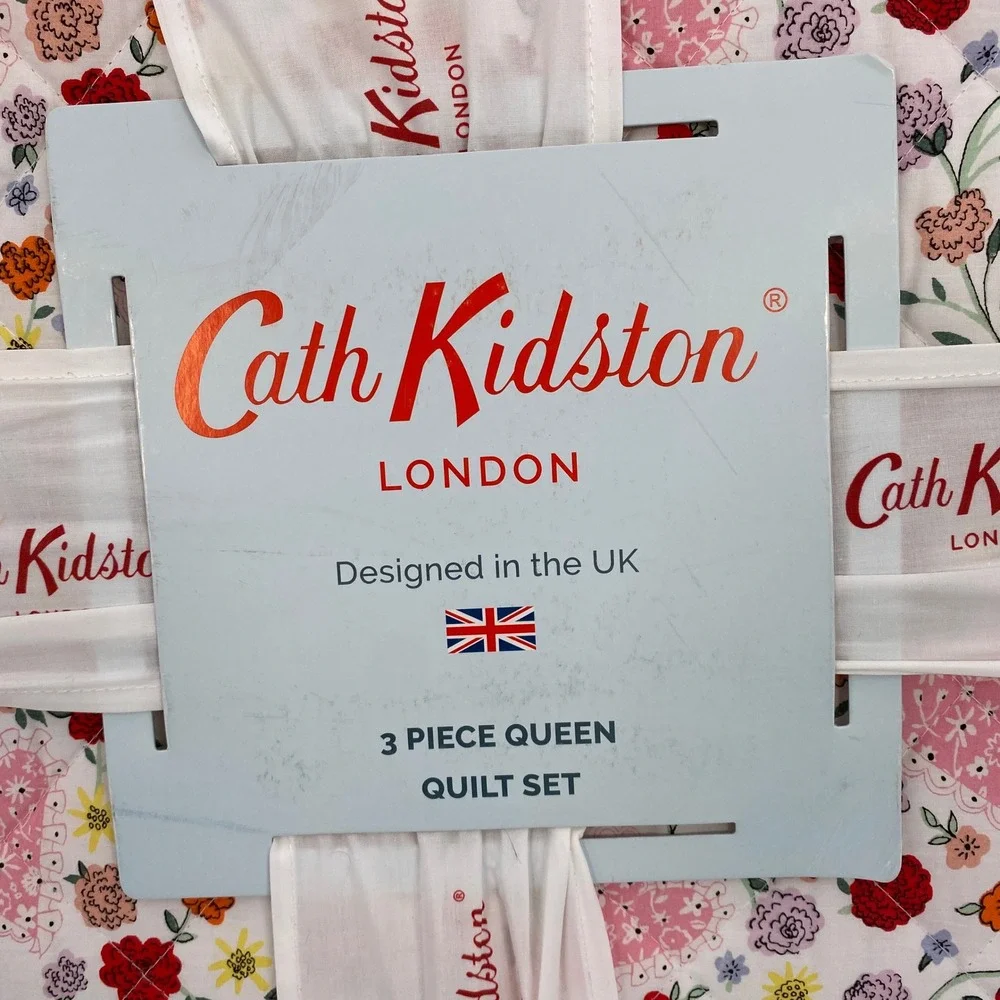 Cath Kidston Floral Heart Quilt Set Queen Pink Cotton Shabby Chic Cottagecore